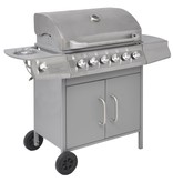 vidaXL Gasbarbecue 6+1 kookzone zilver