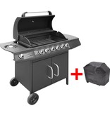 vidaXL Gasbarbecue 6+1 kookzone zwart