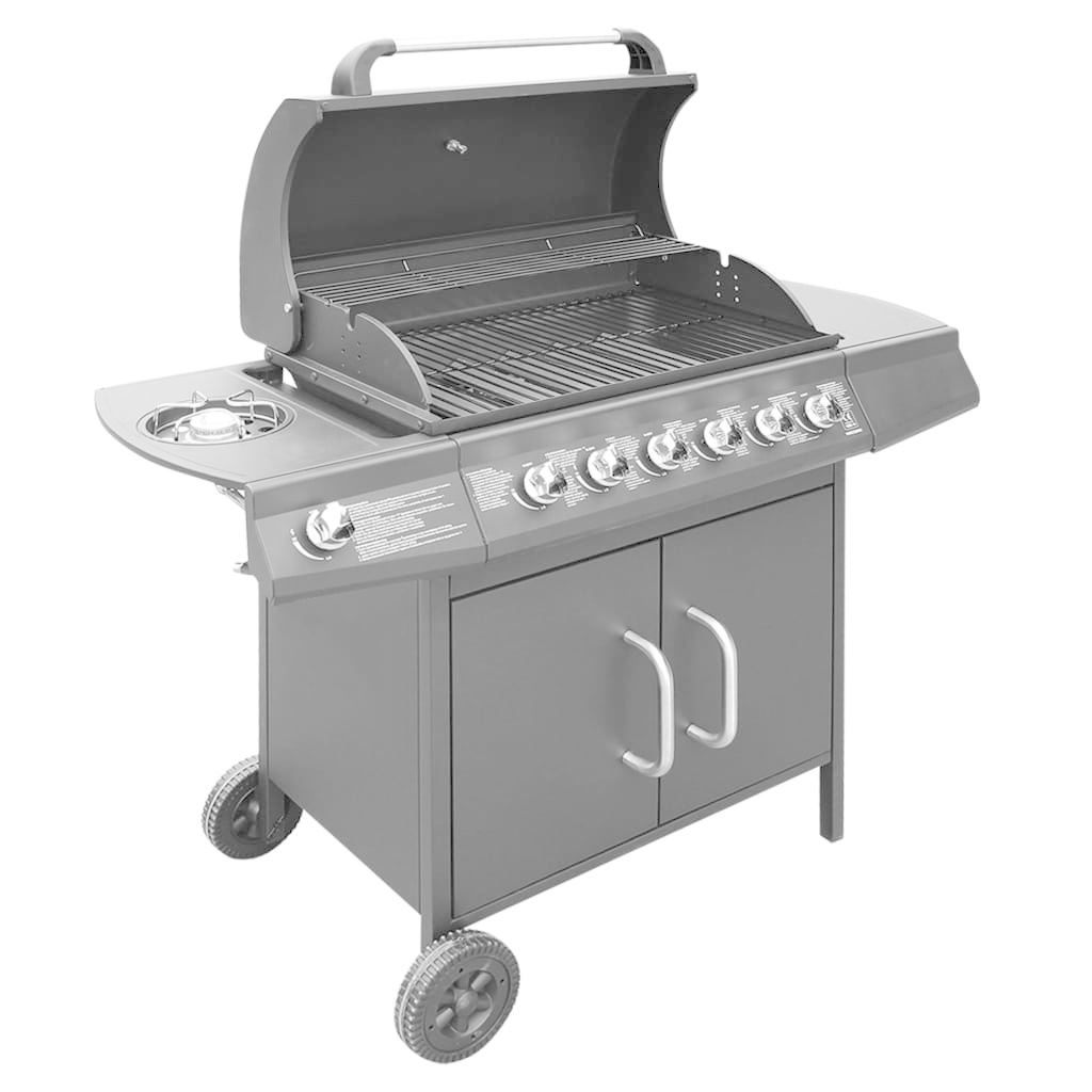 vidaXL Gasbarbecue 6+1 kookzone zwart