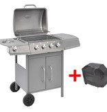 vidaXL Gasbarbecue 4+1 kookzone zilver