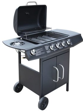 vidaXL Gasbarbecue 4+1 kookzone zwart