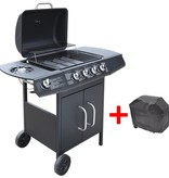 vidaXL Gasbarbecue 4+1 kookzone zwart