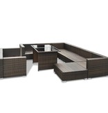 vidaXL 10-delige Loungeset met kussens poly rattan bruin