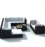 vidaXL 10-delige Loungeset met kussens poly rattan zwart