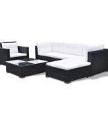 vidaXL 6-delige Loungeset met kussens poly rattan zwart