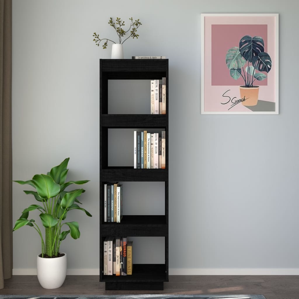 vidaXL Boekenkast/kamerscherm 40x35x135 cm massief grenenhout zwart