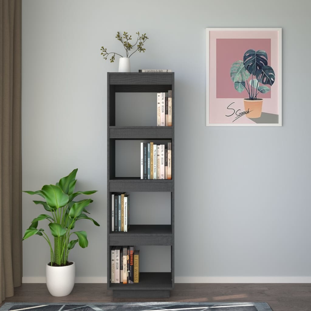 vidaXL Boekenkast/kamerscherm 40x35x135 cm massief grenenhout grijs