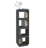 vidaXL Boekenkast/kamerscherm 40x35x135 cm massief grenenhout grijs