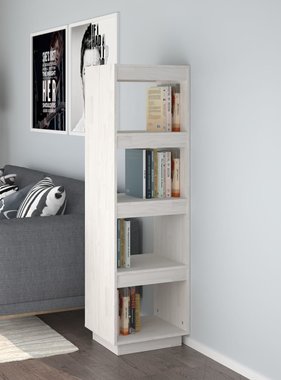 vidaXL Boekenkast/kamerscherm 40x35x135 cm massief grenenhout wit