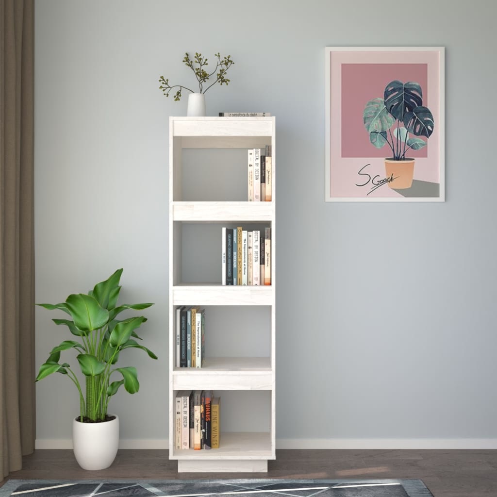 vidaXL Boekenkast/kamerscherm 40x35x135 cm massief grenenhout wit