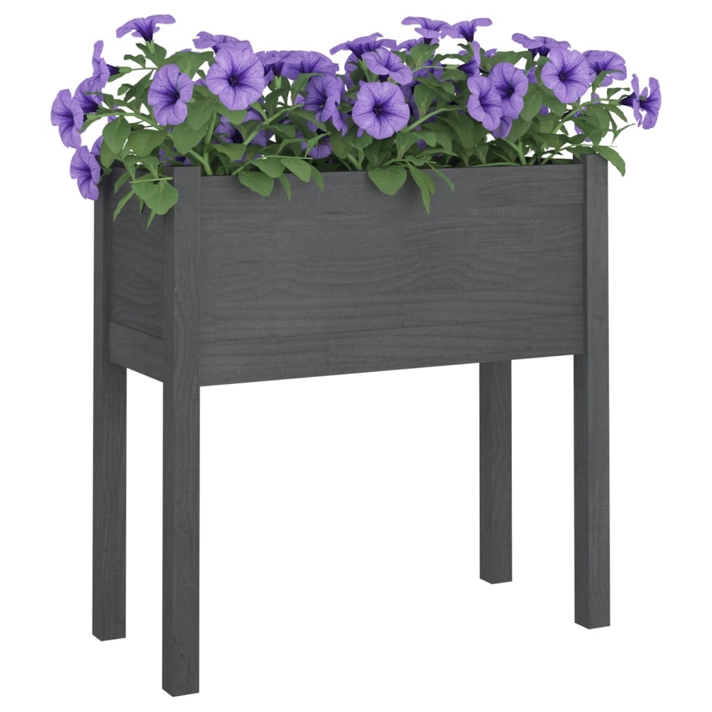 vidaXL Plantenbak 70x31x70 cm massief grenenhout grijs