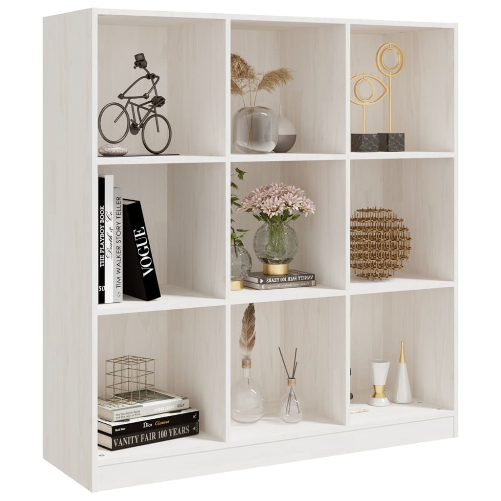 vidaXL Boekenkast/kamerscherm 104x33,5x110 cm massief grenenhout wit