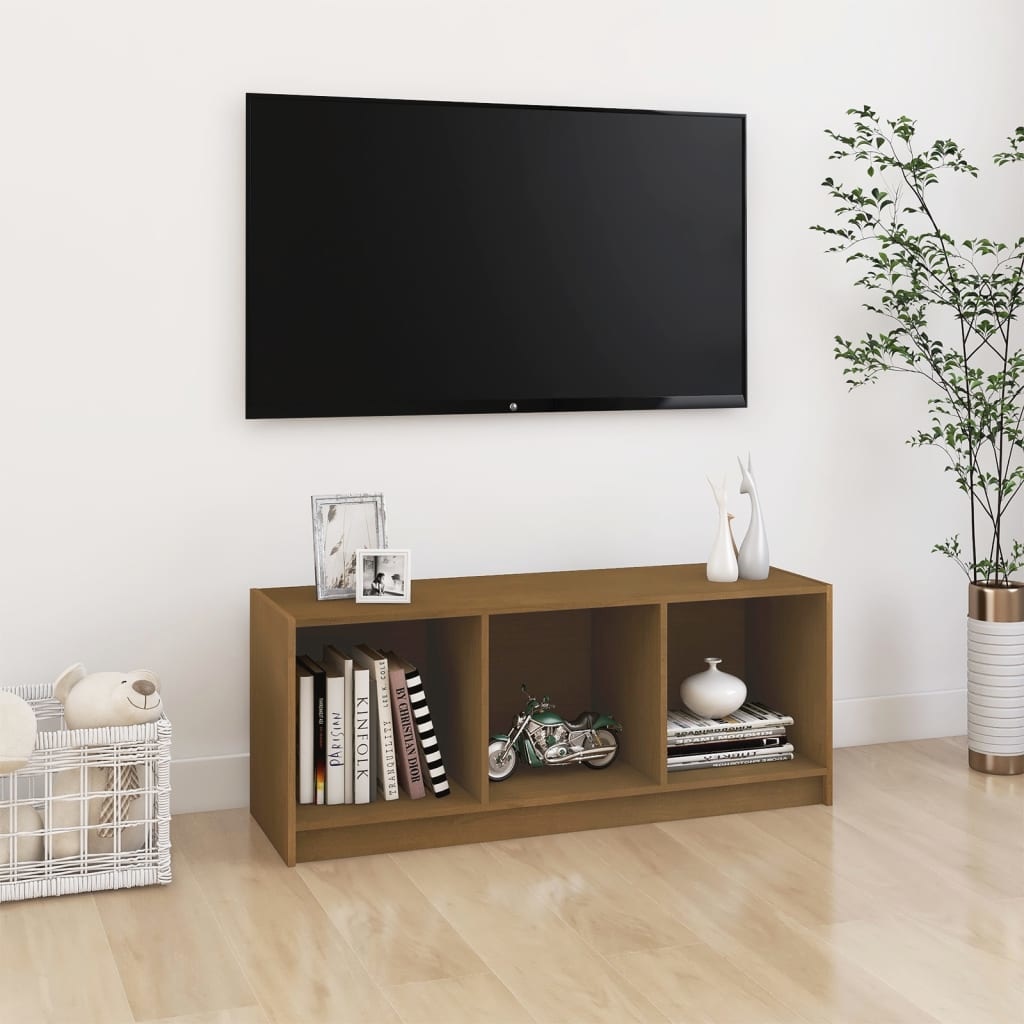 VidaXL Tv-meubel 104x33x41 cm massief grenenhout honingbruin