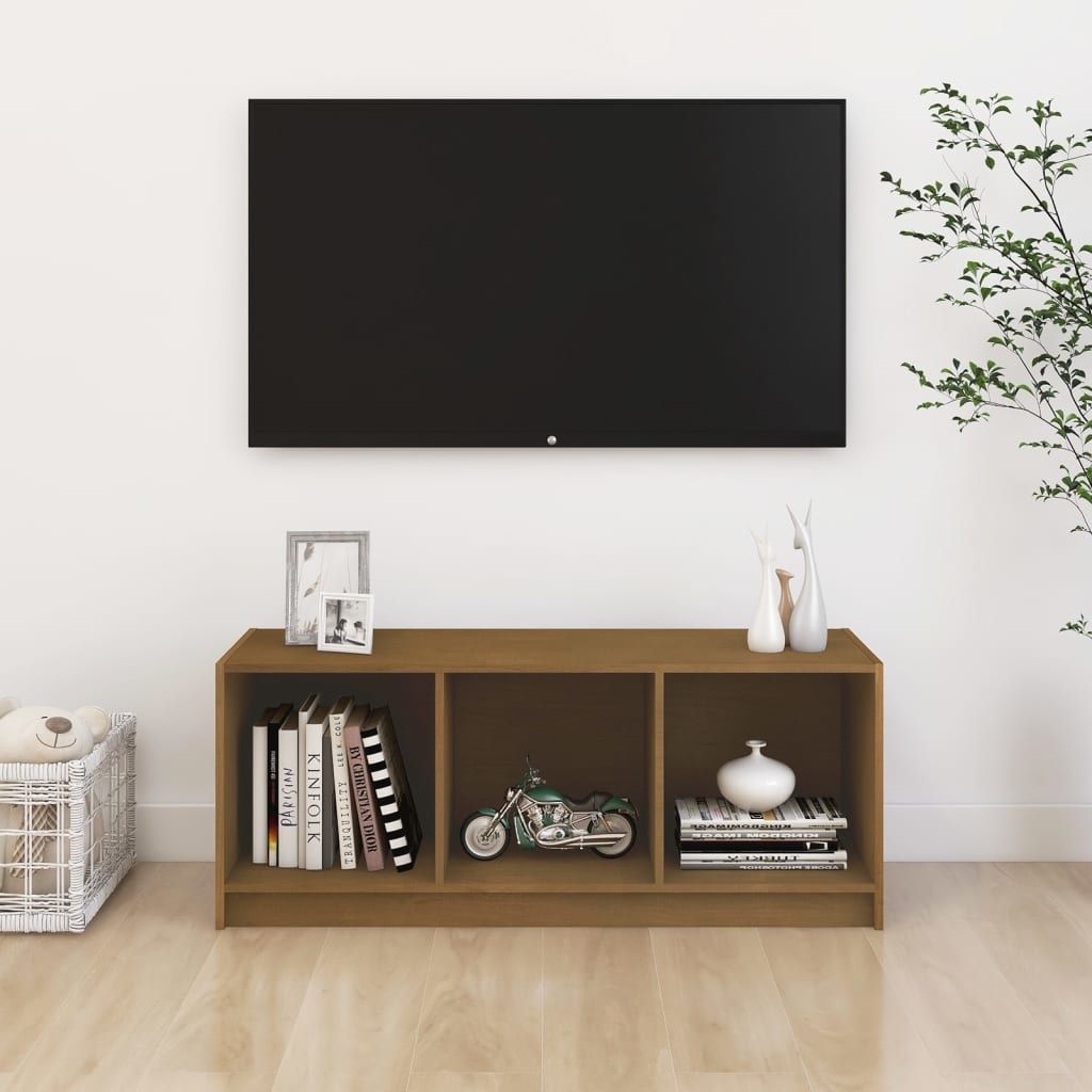 VidaXL Tv-meubel 104x33x41 cm massief grenenhout honingbruin