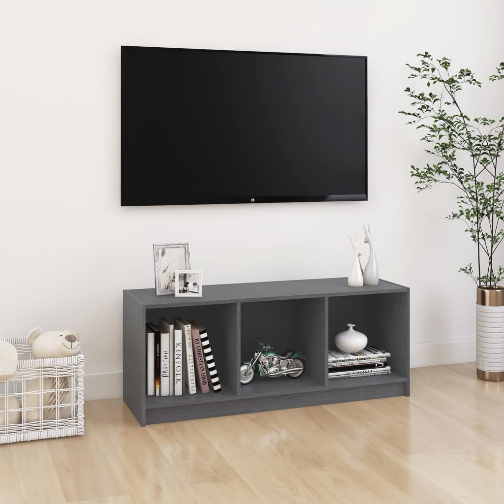 VidaXL Tv-meubel 104x33x41 cm massief grenenhout grijs
