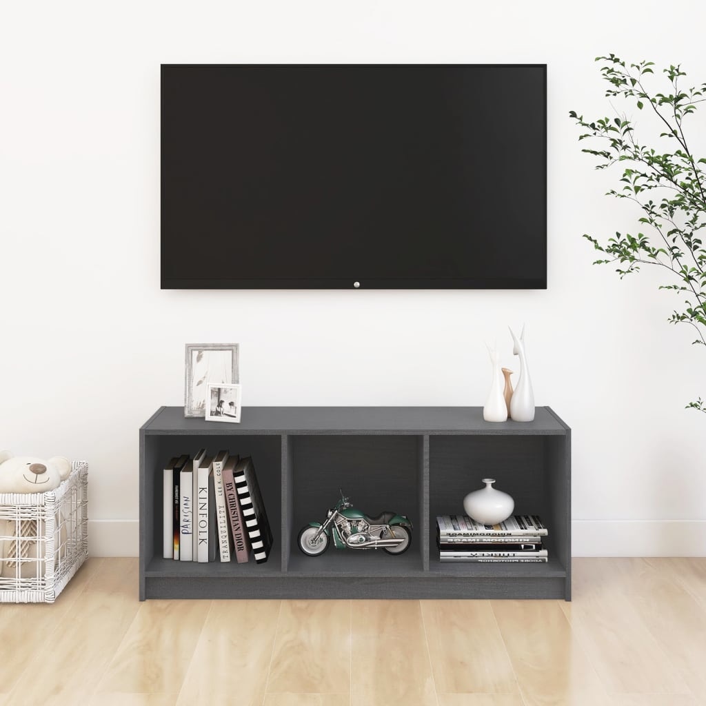 VidaXL Tv-meubel 104x33x41 cm massief grenenhout grijs