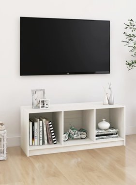 VidaXL Tv-meubel 104x33x41 cm massief grenenhout wit