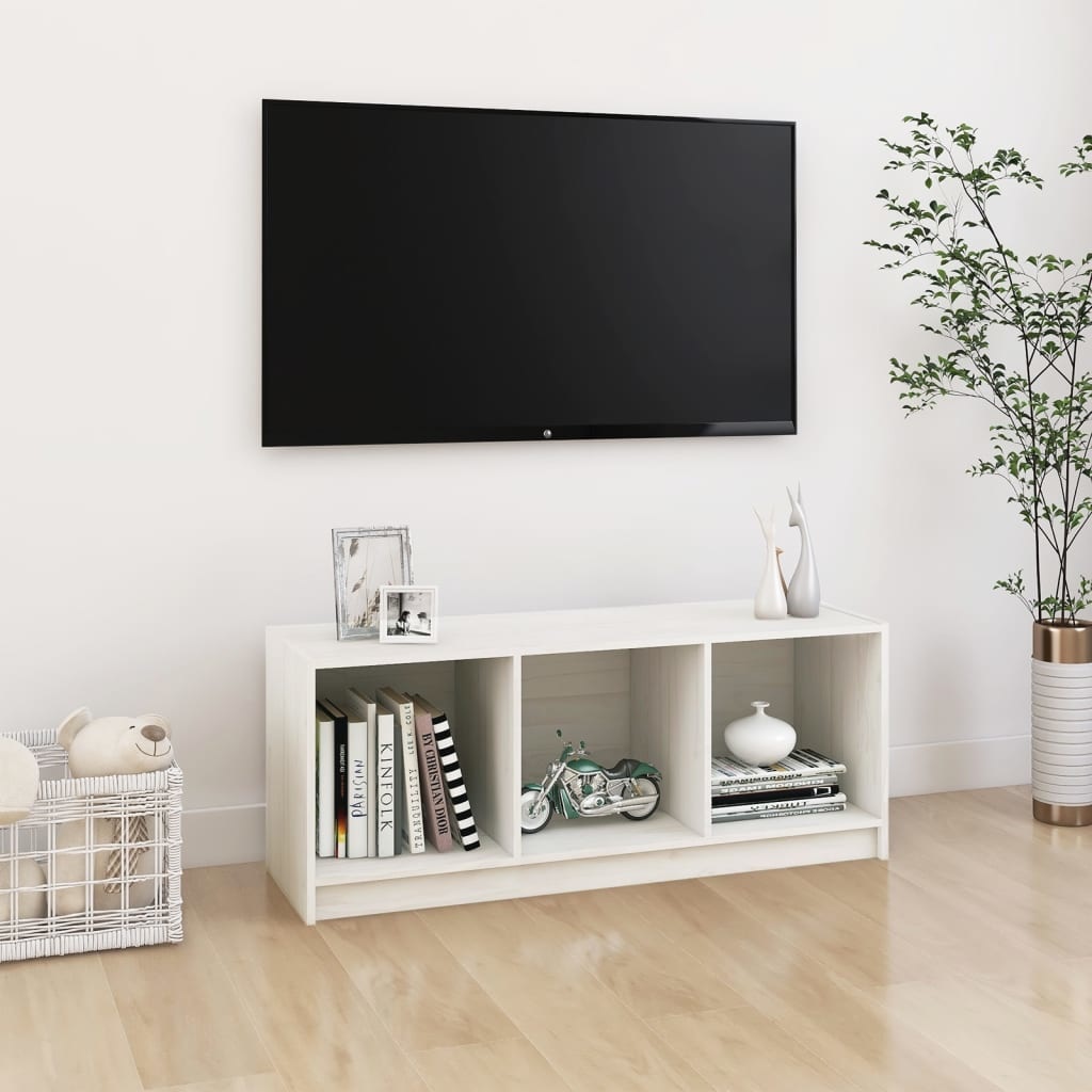 VidaXL Tv-meubel 104x33x41 cm massief grenenhout wit