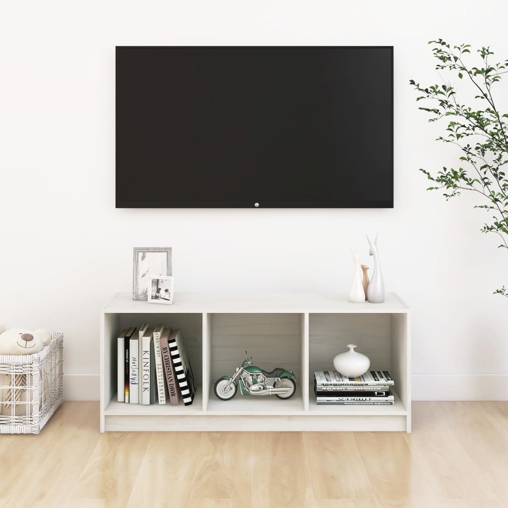 VidaXL Tv-meubel 104x33x41 cm massief grenenhout wit