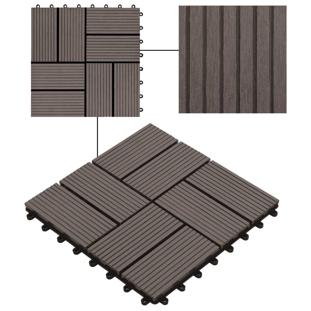 vidaXL Terrastegels 30x30 cm 1 m² HKC donkerbruin 11 st