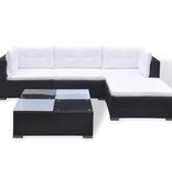 vidaXL 5-delige Loungeset met kussens poly rattan zwart