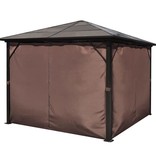 VidaXL Prieel met gordijn 300x300 cm aluminium bruin