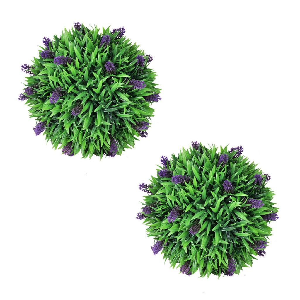 vidaXL Kunstbuxus bal met lavendel 36 cm set van 2