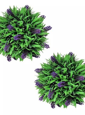 vidaXL Kunstbuxus bal met lavendel 28 cm set van 2