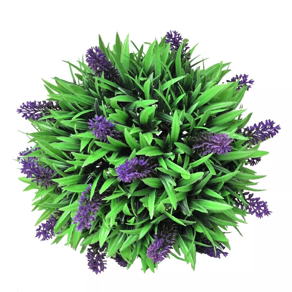 vidaXL Kunstbuxus bal met lavendel 28 cm set van 2