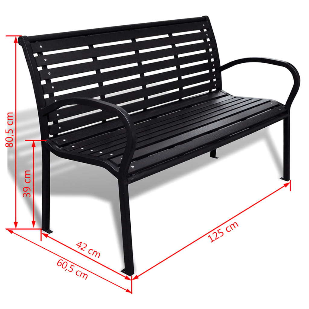 vidaXL Tuinbank 125 cm staal en HKC zwart