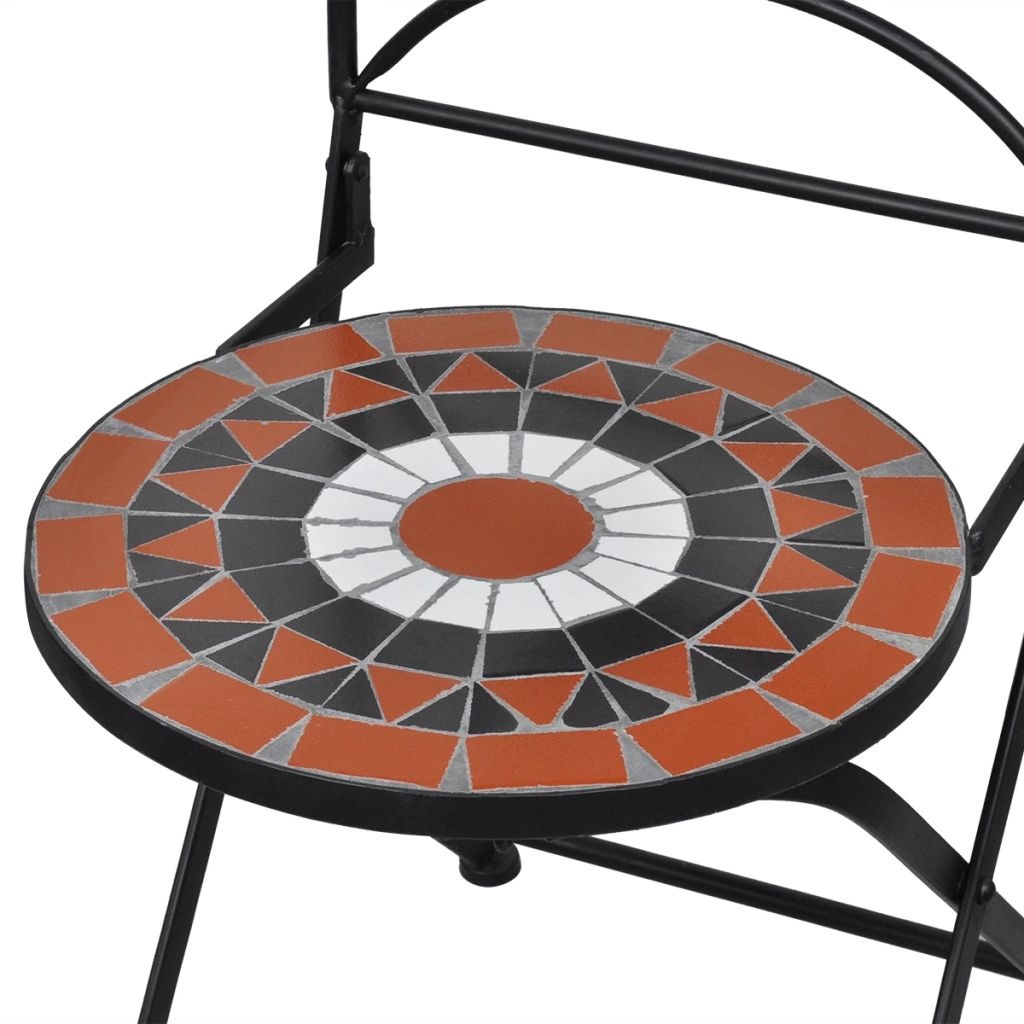 VidaXL Bistrostoelen inklapbaar 2 st keramiek terracottakleurig en wit