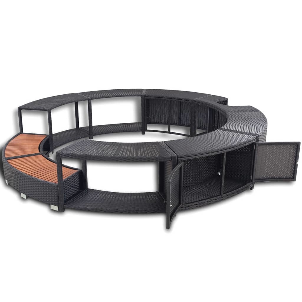 vidaXL Spa-omranding poly rattan zwart