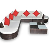 vidaXL 8-delige Loungeset met kussens poly rattan bruin