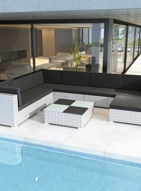 vidaXL 8-delige Loungeset met kussens poly rattan wit