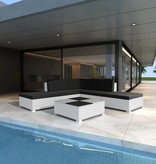 VidaXL 6-delige Loungeset met kussens poly rattan wit