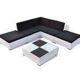 VidaXL 6-delige Loungeset met kussens poly rattan wit