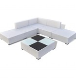 VidaXL 6-delige Loungeset met kussens poly rattan wit
