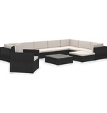 vidaXL 12-delige Loungeset met kussens poly rattan zwart