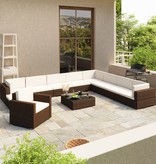 vidaXL 12-delige Loungeset met kussens poly rattan bruin