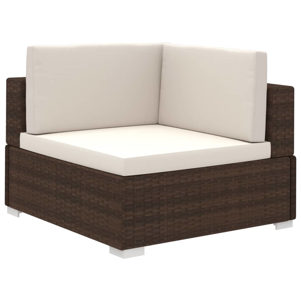 vidaXL 12-delige Loungeset met kussens poly rattan bruin