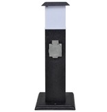 vidaXL Buitenstopcontact op zuil met lamp (zwart)
