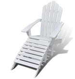 vidaXL Tuinstoel met hocker hout wit