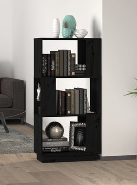 vidaXL Boekenkast/kamerscherm 51x25x101 cm massief grenenhout zwart