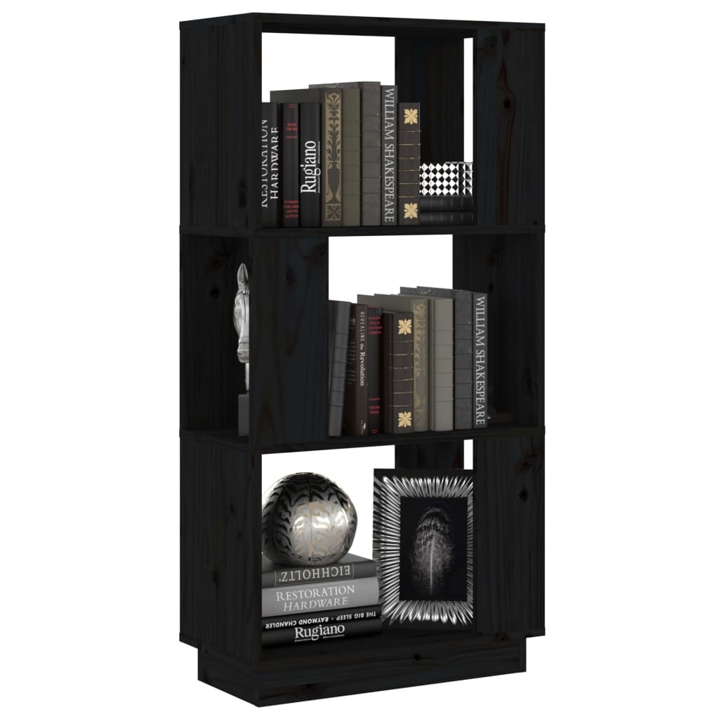 vidaXL Boekenkast/kamerscherm 51x25x101 cm massief grenenhout zwart