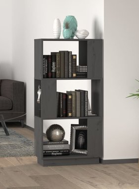 vidaXL Boekenkast/kamerscherm 51x25x101 cm massief grenenhout grijs