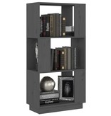 vidaXL Boekenkast/kamerscherm 51x25x101 cm massief grenenhout grijs