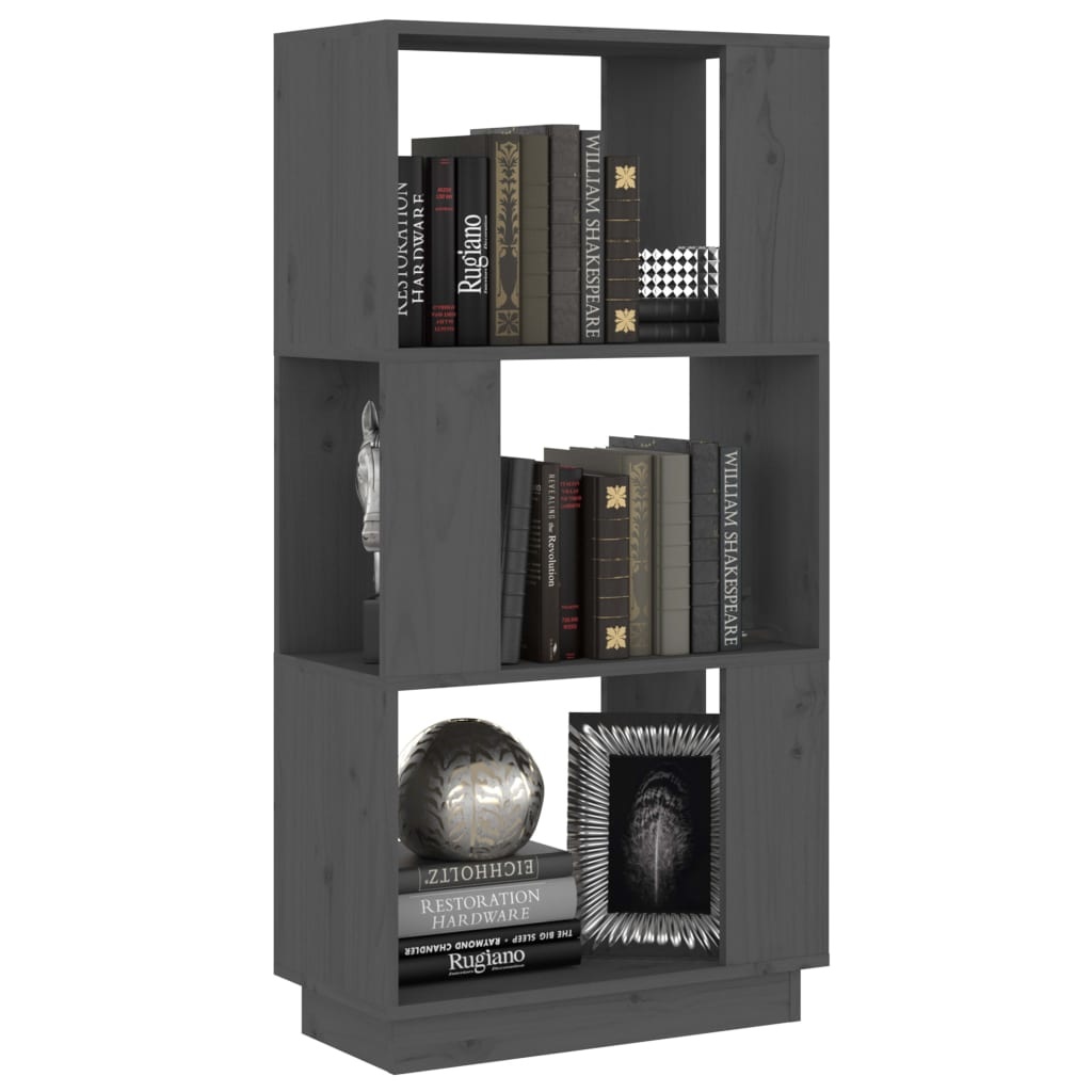 vidaXL Boekenkast/kamerscherm 51x25x101 cm massief grenenhout grijs