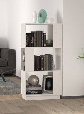 vidaXL Boekenkast/kamerscherm 51x25x101 cm massief grenenhout wit