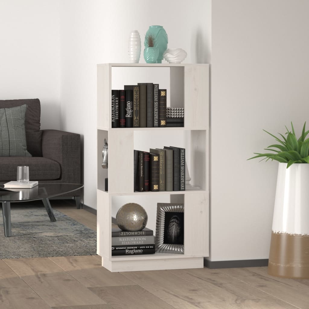 vidaXL Boekenkast/kamerscherm 51x25x101 cm massief grenenhout wit