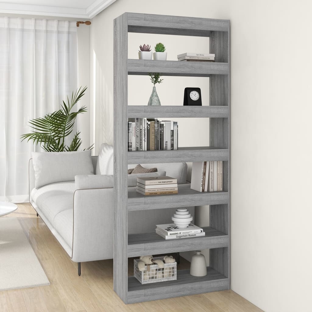 vidaXL Boekenkast/kamerscherm 80x30x198 cm spaanplaat grijs sonoma